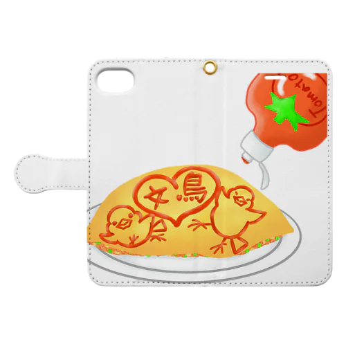 ラブ文鳥オムライス Book-Style Smartphone Case