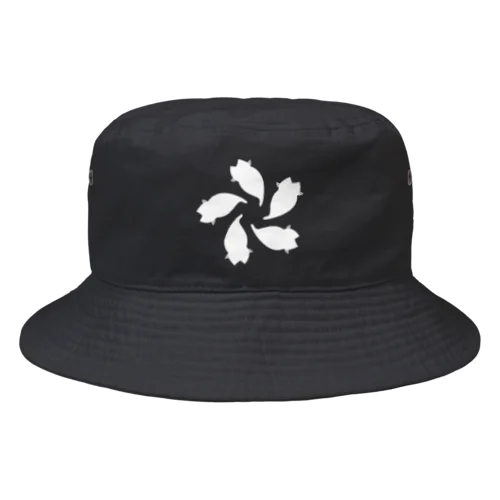 動物家紋。H.T.さくら5ネコ　白 Bucket Hat