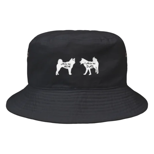 名入れOK『EVERY AKITA IS JUST "PAW"FECT』➂(ホワイト 白)  *For All Dog Lovers ～ Akita Inu 秋田犬～ Bucket Hat