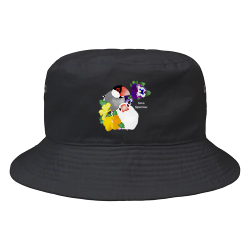 パンジーと文鳥さん（ロゴ白） Bucket Hat