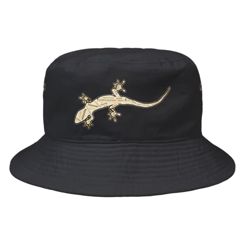 Japanese gecko(ニホンヤモリ)　英語デザイン Bucket Hat