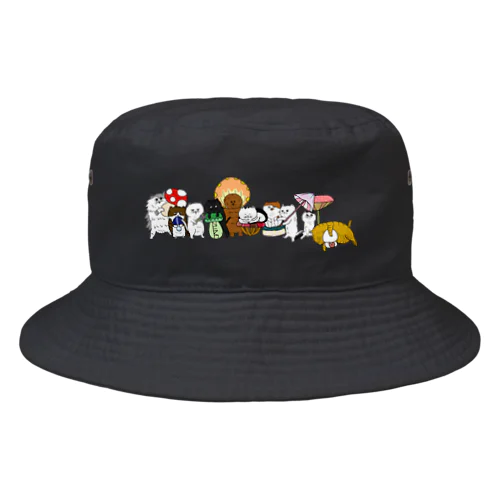 猫とキノコと時々犬 Bucket Hat