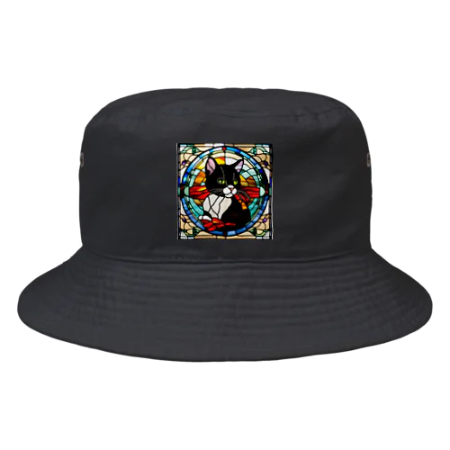 ステンドグラスの黒猫 Bucket Hat