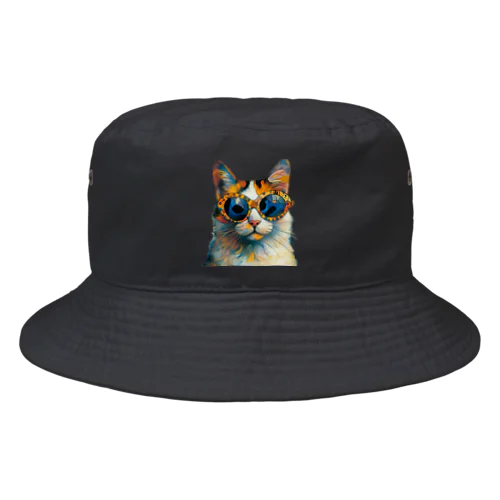 カラフルサングラス猫 Bucket Hat