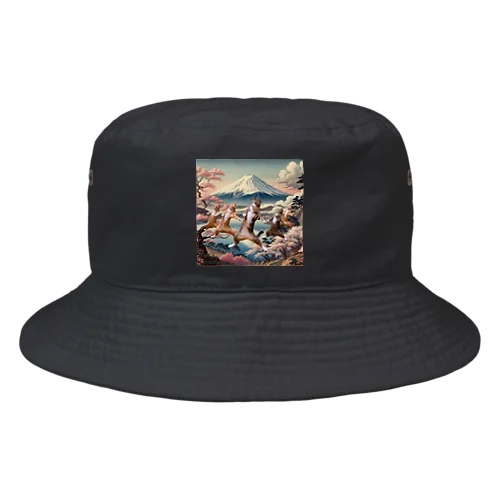 富士山とダンス猫 Bucket Hat