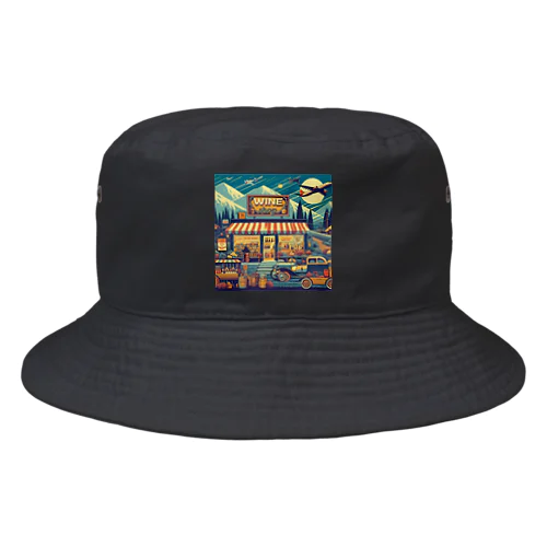 Retro Snow Mountain Wine Bucket Hat