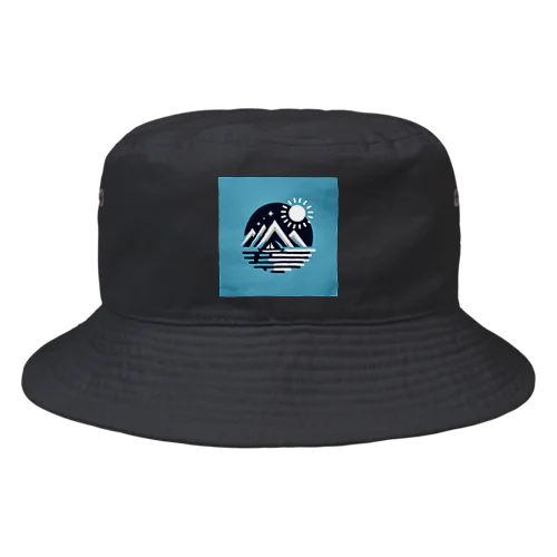 キャンプロゴ ブルー バケットハット Bucket Hat