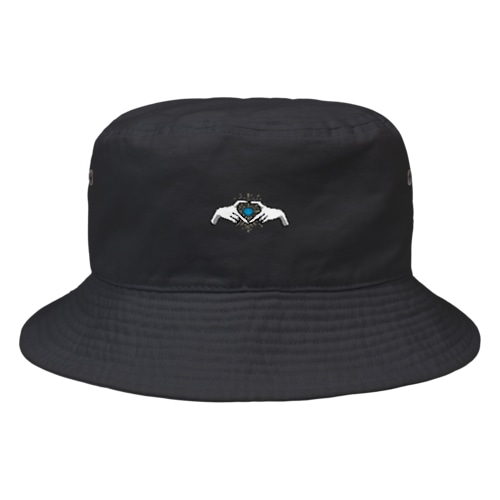 指ハート ダイヤ／青 Bucket Hat