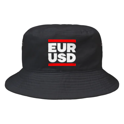 ユロドル ユーロドル EURUSD FX 為替 両替 　白字白　フォント  トレーダー　トレード　投資家 Bucket Hat