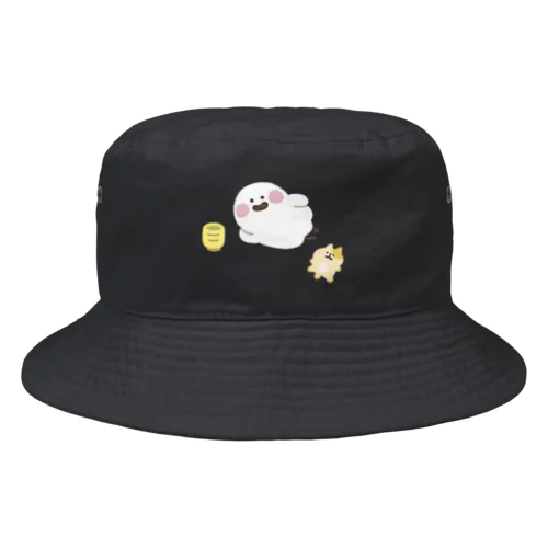 くつろぐおばけとネコちゃん Bucket Hat