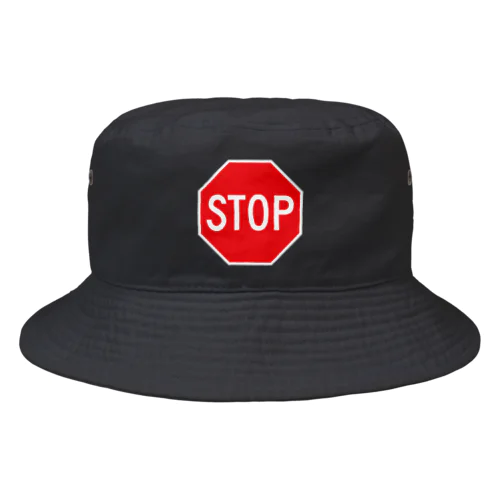 STOP-ストップ アメリカの一時停止標識ロゴ バケットハット