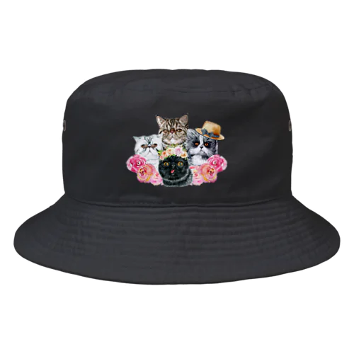 仲良し！ぺちゃかわ猫ちゃんたちのバカンス。 Bucket Hat