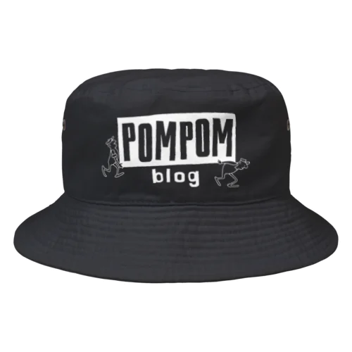 PomPomBlog Old Logo（white） バケットハット