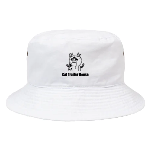 Cat Trailer House (Black Line) Bucket Hat