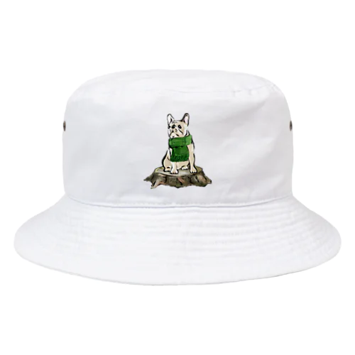 マフラーを着けたフレンチブルドッグ　クリーム Bucket Hat