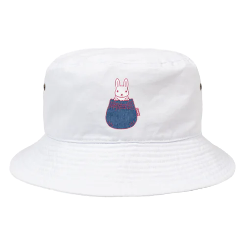 デニムシャーリングポケットから白ウサギ Bucket Hat