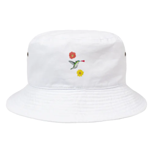 [森図鑑] ハチドリと花 Bucket Hat