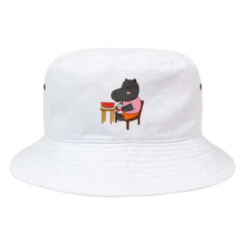 スイカジュースを飲むカバ Bucket Hat