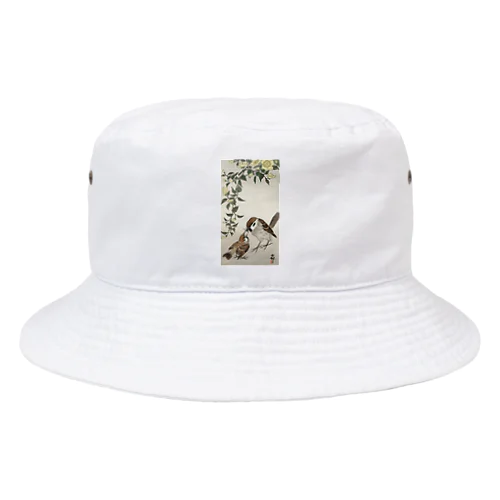 小原古邨　雀の親子  Ohara Koson / Birds and plants Bucket Hat