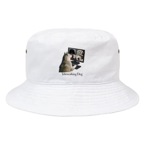 Teleworking Dog Bucket Hat