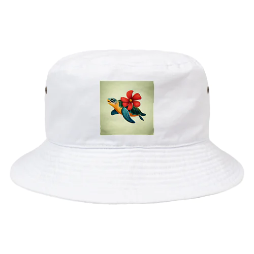 ウミガメとハイビスカス Bucket Hat