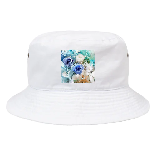 マリンブルーローズのおしゃれな花柄 Bucket Hat