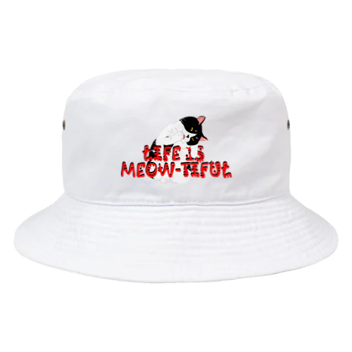 LIFE IS MEOW-TIFUL（黒ラインロゴ） Bucket Hat