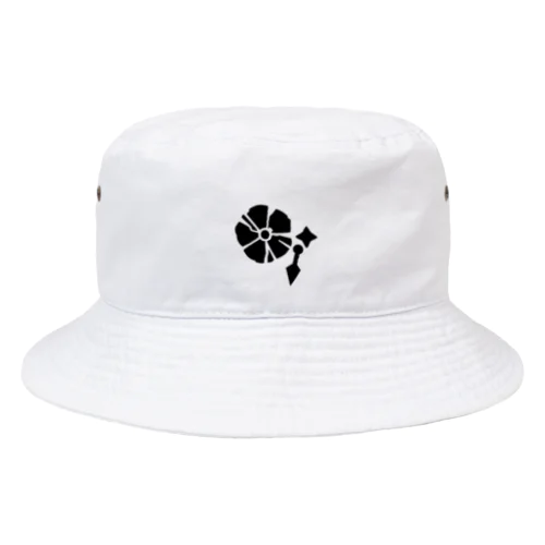 朝ノ家の家紋バケットハット_SHINOBI WHITE Bucket Hat