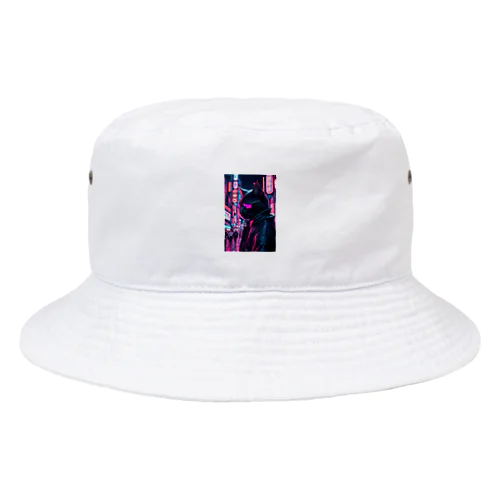 Black Cat with sunglass Bucket Hat
