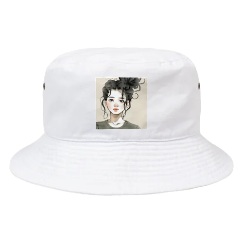 無造作ヘアの女の子 Bucket Hat