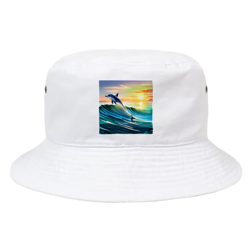 夕暮れで飛ぶイルカ Bucket Hat