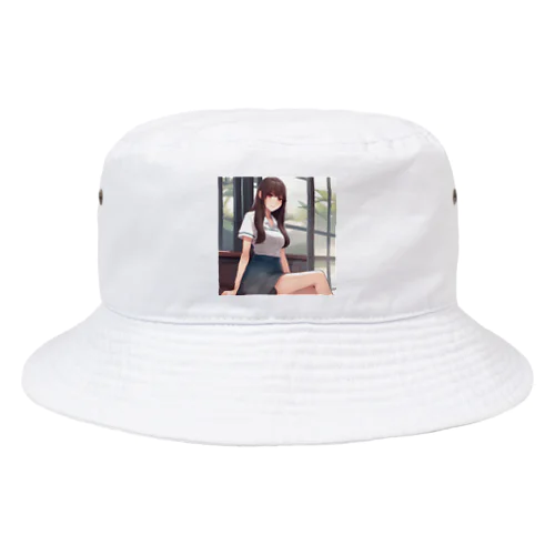 ロングヘアのかわいい女性のグッズ Bucket Hat