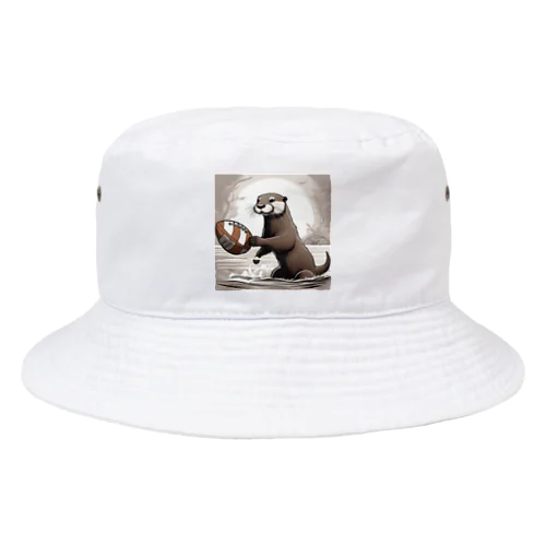 ラグビーボールを持つカワウソ Bucket Hat