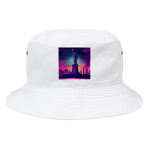 有名な観光スポットをイメージした画像：ニューヨーク自由市内の女神（アメリカ、ニューヨーク） Bucket Hat