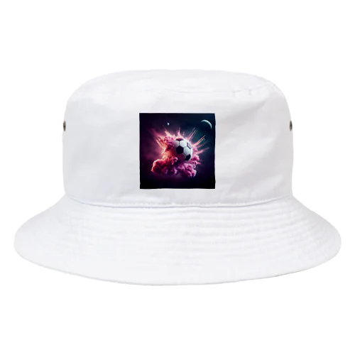 宇宙の中でピンク色の煙を放ち爆発するサッカーボール③ Bucket Hat