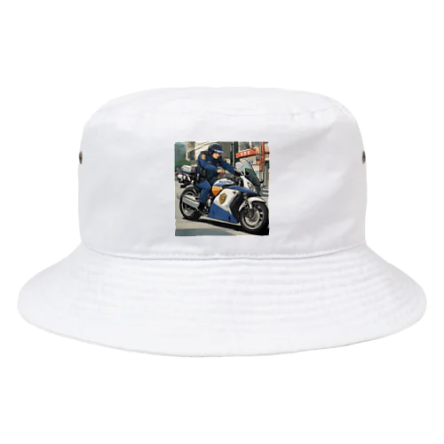 市民の安全を守る白バイ隊員 Bucket Hat