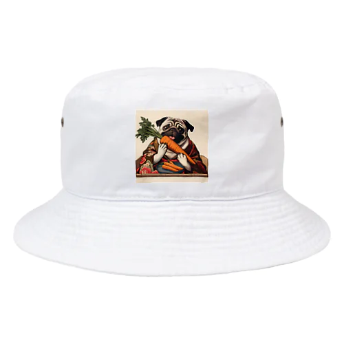 にんじんを持つ パグ Bucket Hat