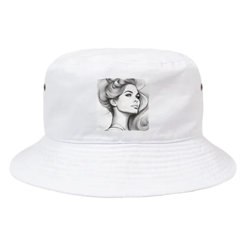 髪をかき上げる女性アートグッズ Bucket Hat