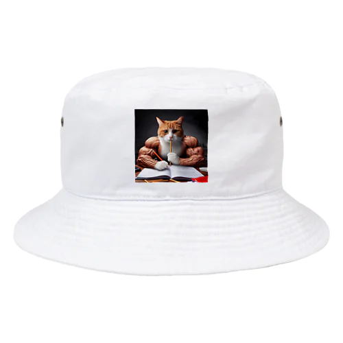 マッチョにゃん勉強中 Bucket Hat