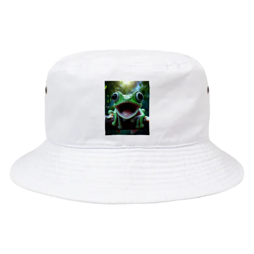 リアルでユニークな笑っているカエル Bucket Hat