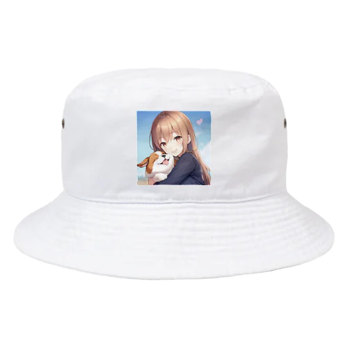 愛犬を抱きしめる少女 Bucket Hat