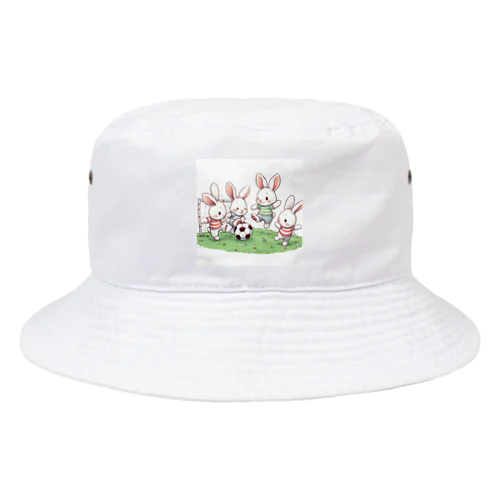 キックでキュート！サッカーウサギ Bucket Hat