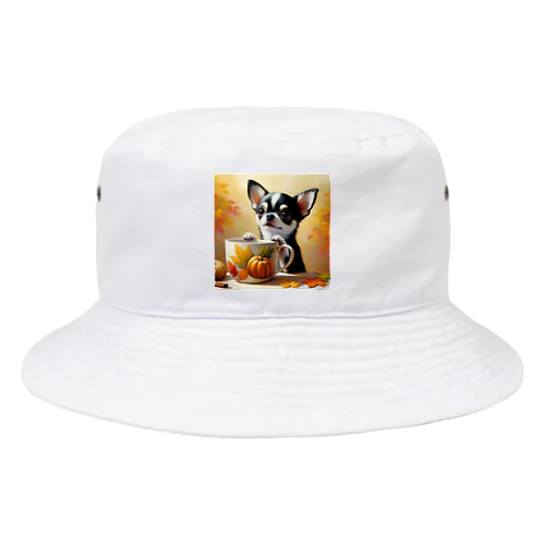 Autumn Curiosity: Chihuahua & Mug Magic 秋の好奇心: チワワとマグカップ Bucket Hat