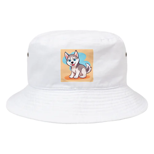 かわいいハスキーの子犬のイラストグッズC Bucket Hat