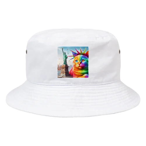 自由の女神とカラフルキャット Bucket Hat