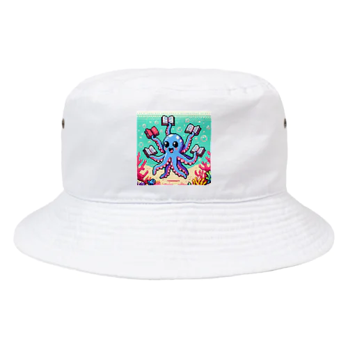 ドット読書をするタコB Bucket Hat