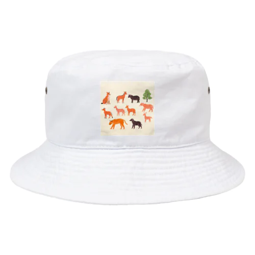 ゆるくてかわいい動物の群れ Bucket Hat