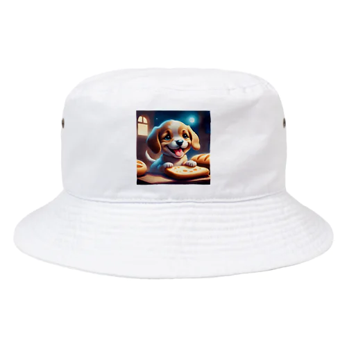 パンを食べる子犬のイラストグッズ Bucket Hat