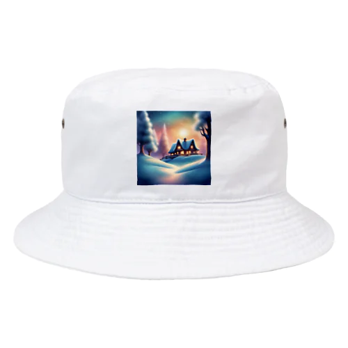 雪の神秘: 孤立した一軒家と幻想的な冬景色 Bucket Hat