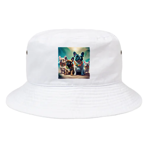 ハワイアンで佇むフレンチブルドッグ達 Bucket Hat